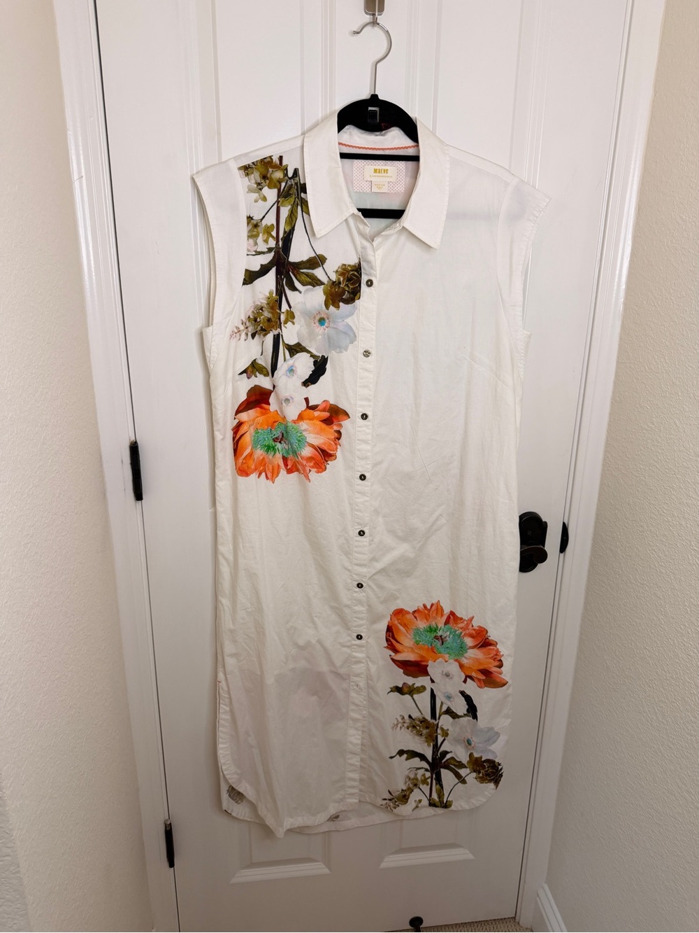 Anthropologie Maeve Cap Sleeve White Shirt Dress